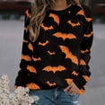thumbnail image 2 of Chandails en Molleton d'Halloween pour Femmes Citrouille Col Rond Décontracté Manches Longues Ample Chandail de Vacances, 2 of 3