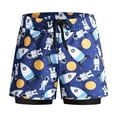 thumbnail image 2 of Boys Swim Trunks with Boxer Brief Liner Compression Swimming Shorts Stretchy UPF Quick Dry Swimsuit, 2 of 8