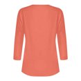 thumbnail image 5 of hxobax Womens Square Neck Tshirts Summer Tops Button Tunic Shirts 3/4 Sleeve Pleated Pullover Blouse, 5 of 6