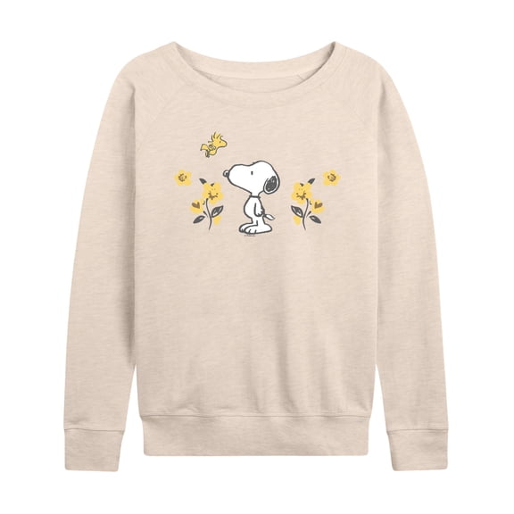 Peanuts - Snoopy Floral - Women's French Terry Long Sleeve Pullover