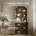 thumbnail image 3 of BELLEZE Storage Cabinet with Hutch Set of 2, 72" Tall Modern Wood Sideboard with 3-Tier Shelves, Curved Styling Door Cabinet Curio Cabinet for Office, Study, Kitchen, Living Room, Camel, 3 of 7