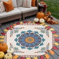 thumbnail image 4 of Vintage Blue Floral Washable Round Area Rug 5 ft, Country Retro Exotic Geometric Abstract Flower , Soft Non Slip Rugs Stain Repellent Indoor Felt Carpet for Living Dining Room Bedroom Home Office, 4 of 9