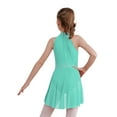 thumbnail image 2 of Lejafay Kids Girls Sleeveless Mock Neck Ice Skating Ballet Latin Dress Shiny Sequins Rhinestones Mint Green 8, 2 of 7