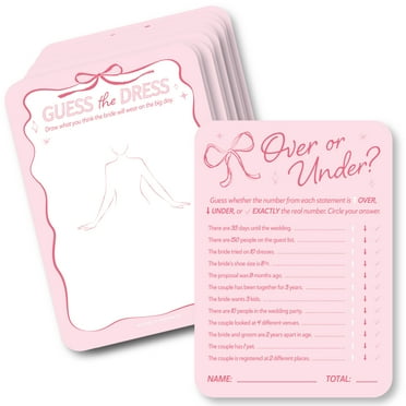 Big Dot of Happiness Tying the Knot Bridal Shower 2-in-1 Game Cards, Guess the Dress or Pink Bow Bachelorette Activity Duo Games - Set of 20 Cards