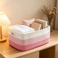 thumbnail image 4 of Woven Cotton Linen Storage Basket, Large Decorative Storage Bin, Multi-Purpose Fabric Basket for Laundry, Toys and Books, Handmade Organizer for Home and Nursery, 4 of 7