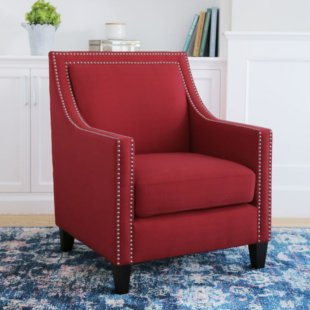 Devon & Claire Ari Nailhead Accent Chair, Red
