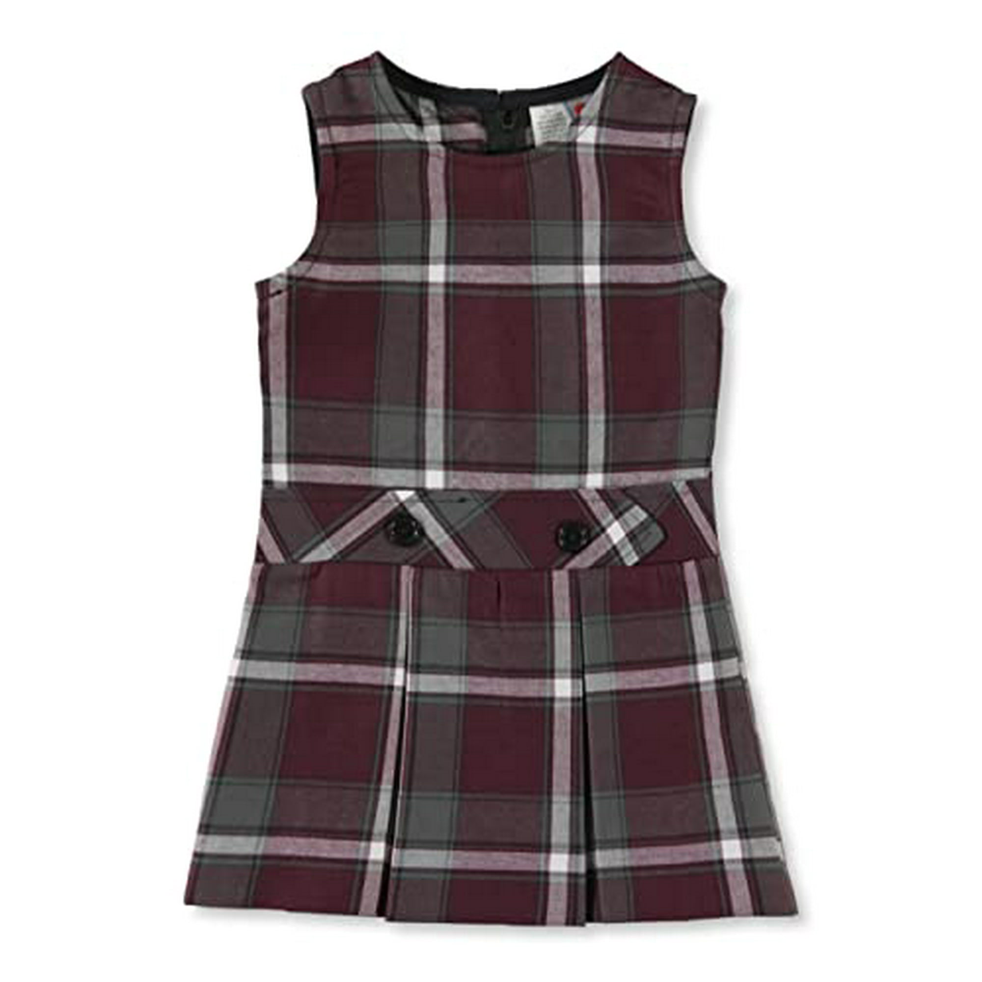 Cookie s Little Girls Bib Front Jumper with Kick Pleats Burgundy Gray White Walmart