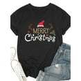 thumbnail image 3 of Woman Christmas Shirt Merry Christmas Graphic T-Shirt Casual Short Sleeve Black Top, 3 of 6