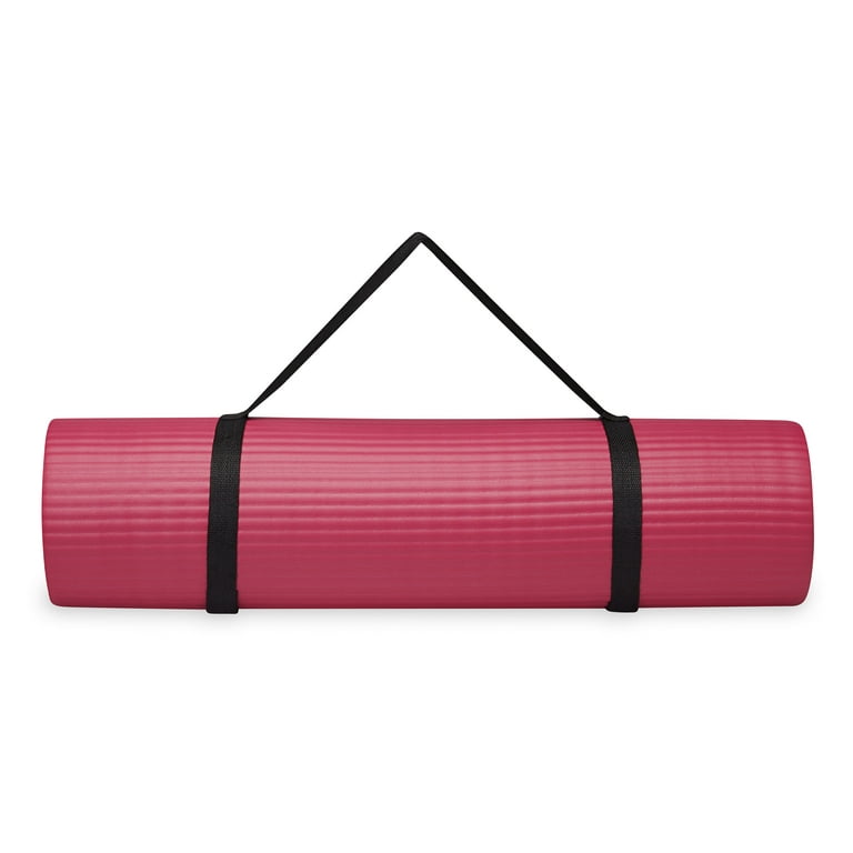 Gaiam Essentials Thick Yoga, Fitness & Exercise Mat with Easy-Cinch Yoga Mat Carrier Strap, 72 Gaiam Essentials Thick Yoga, Fitness & Exercise Mat with Easy-Cinch Yoga Mat Carrier Strap, 72
