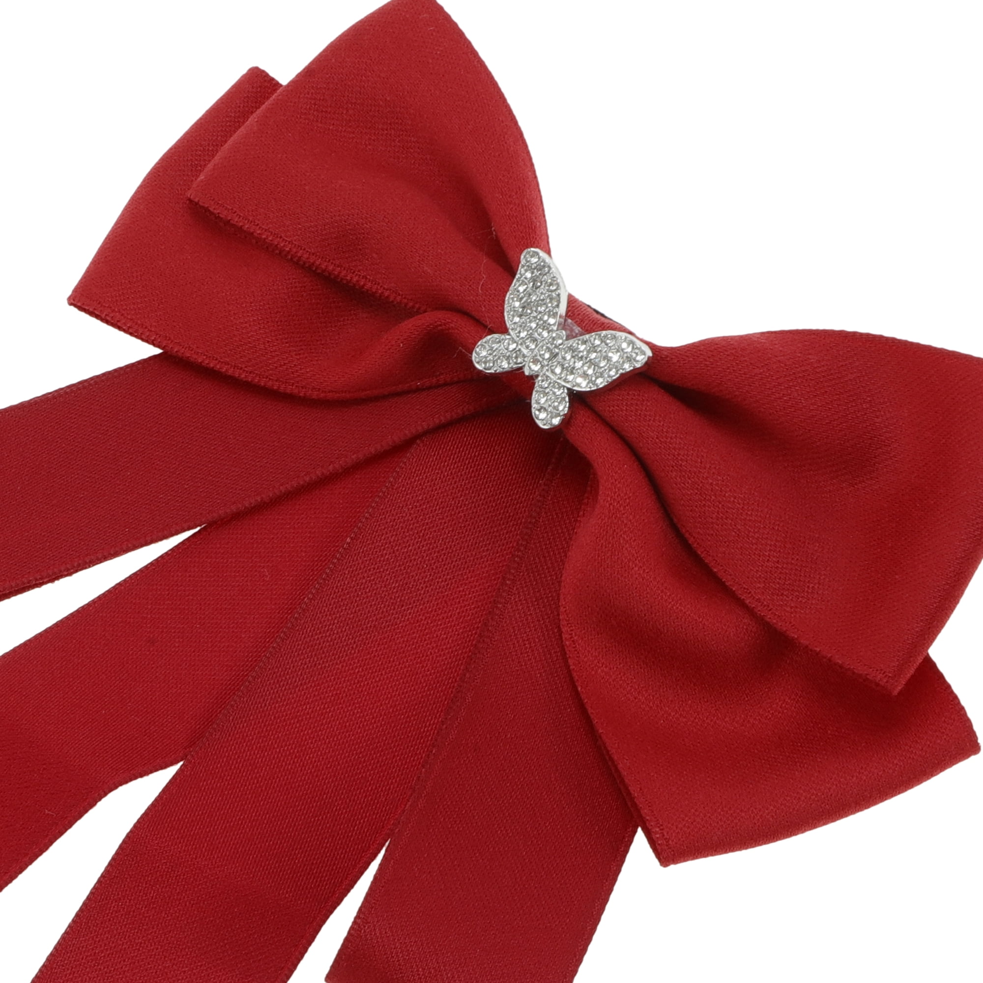 Unique Bargains Ribbon Bow Brooch for Parties Butterfly Rhinestone