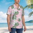 thumbnail image 2 of Lsque Lilies Flowers pattern Hawaiian Shirt for Men, Unisex Summer Beach Casual Short Sleeve Button Down Shirts-XX-Large, 2 of 9
