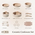 thumbnail image 3 of Ceramic Nonstick Cookware Set Pots and Pans Set with Detachable Handle PFAS-Free Non-Toxic Induction Oven Safe Stackable Space-Saving Taupe, 3 of 8