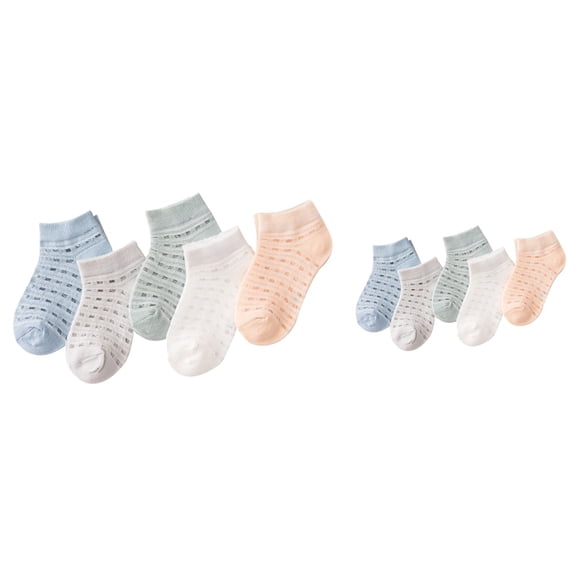 Cartoon Floor Socks for Baby Girls, 5-Pack Summer Cotton Breathable Thin Socks, Fashion Autumn Infant Socks