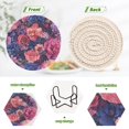 thumbnail image 4 of Yayeee 6 PCS Drink Coasters with Holder Set Woven Absorbent Round Tabletop Hot Pad, Vibrant Art Flowers, 4 of 7