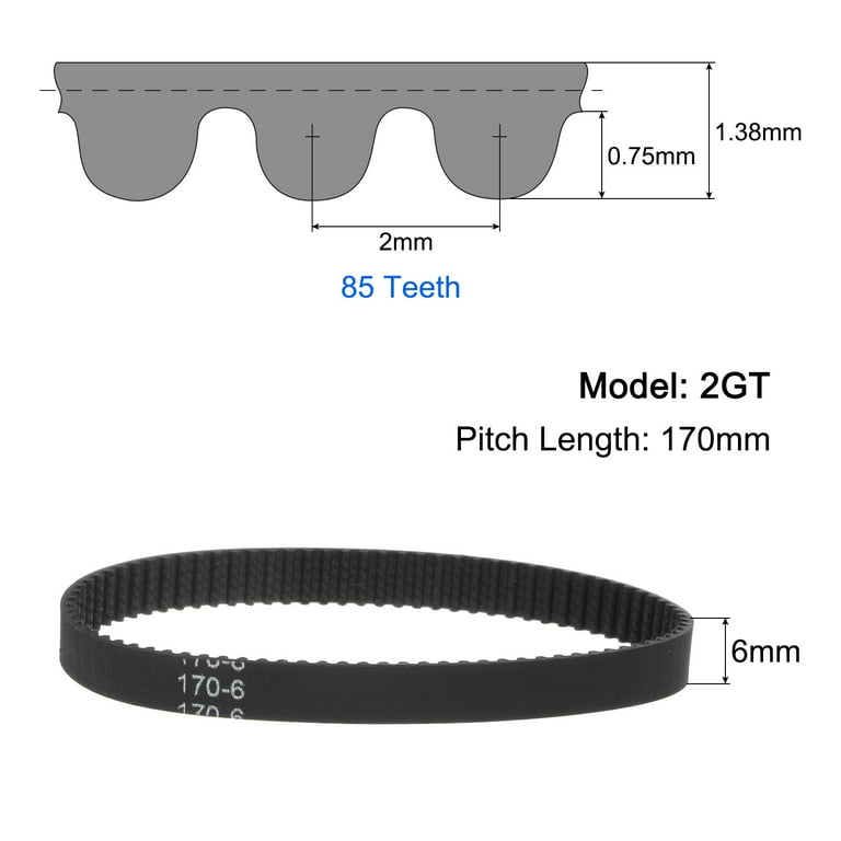 10 Packs 2GT Timing Belt Closed Loop Rubber Belts 170 2GT 6 6mm Width x 170mm Length 3D Printer Timing Belt