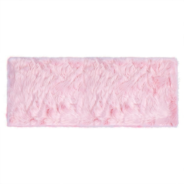 Unique Bargains Faux Sheepskin Rugs Plush Area Rug Light Pink 2x5 Feet