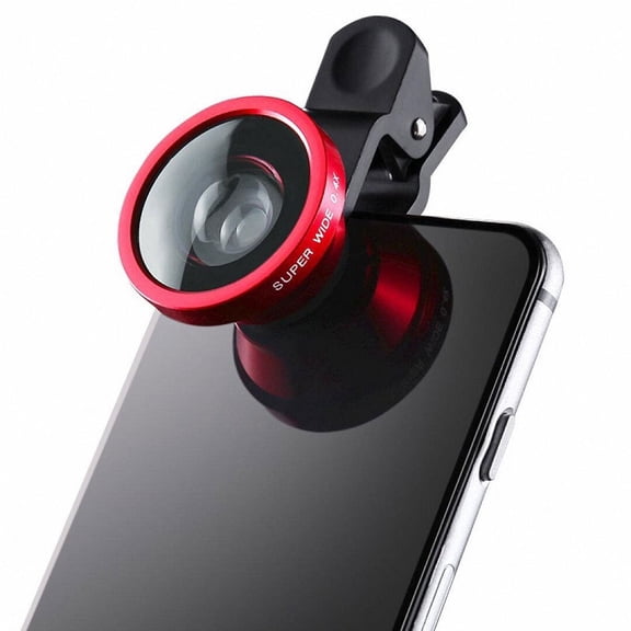 Masteelf Cell Phone Camera Lens 0.45X Super Wide Angle Lens 12.5X Macro Lens Clip on 2 in 1 Mobile Phone Lens for Smart Phones (Red)