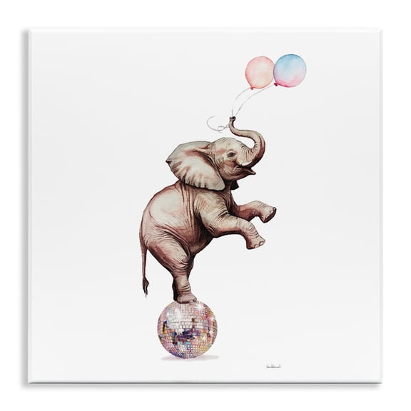 Stupell Industries Elephant & Balloons Disco Animals Painting Unframed Art Print Wall Art, 12 x 12