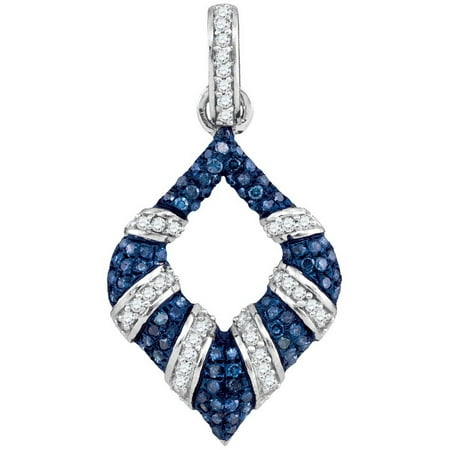 10K White Gold 0.33ct Glamorous Blue Micro Pave Diamond Fashion Marquise Pendant