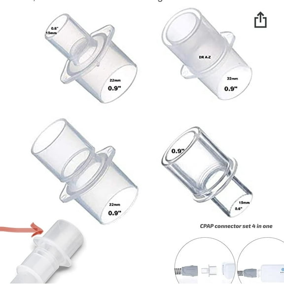 Adapter Connectors 15mm, 22mm, 0.6", 0.9" Wide, for Good CPAP BIPAP Gadgets