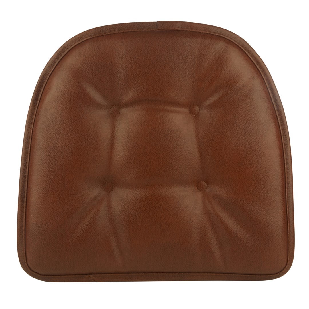 Gripper Non Slip 15" x 16" Faux Leather Tufted Chair Cushions, Set of 4