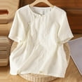 thumbnail image 2 of Summer Tops for Women Sleeve T Shirt Loose Casual Tee Women Short Sleeve Shirts Athletic V Neck Shirts Solid Tee Solid Workout Tops Running Top Exercise Wear Teen T Shirt Womens Long Beige 4XL, 2 of 4