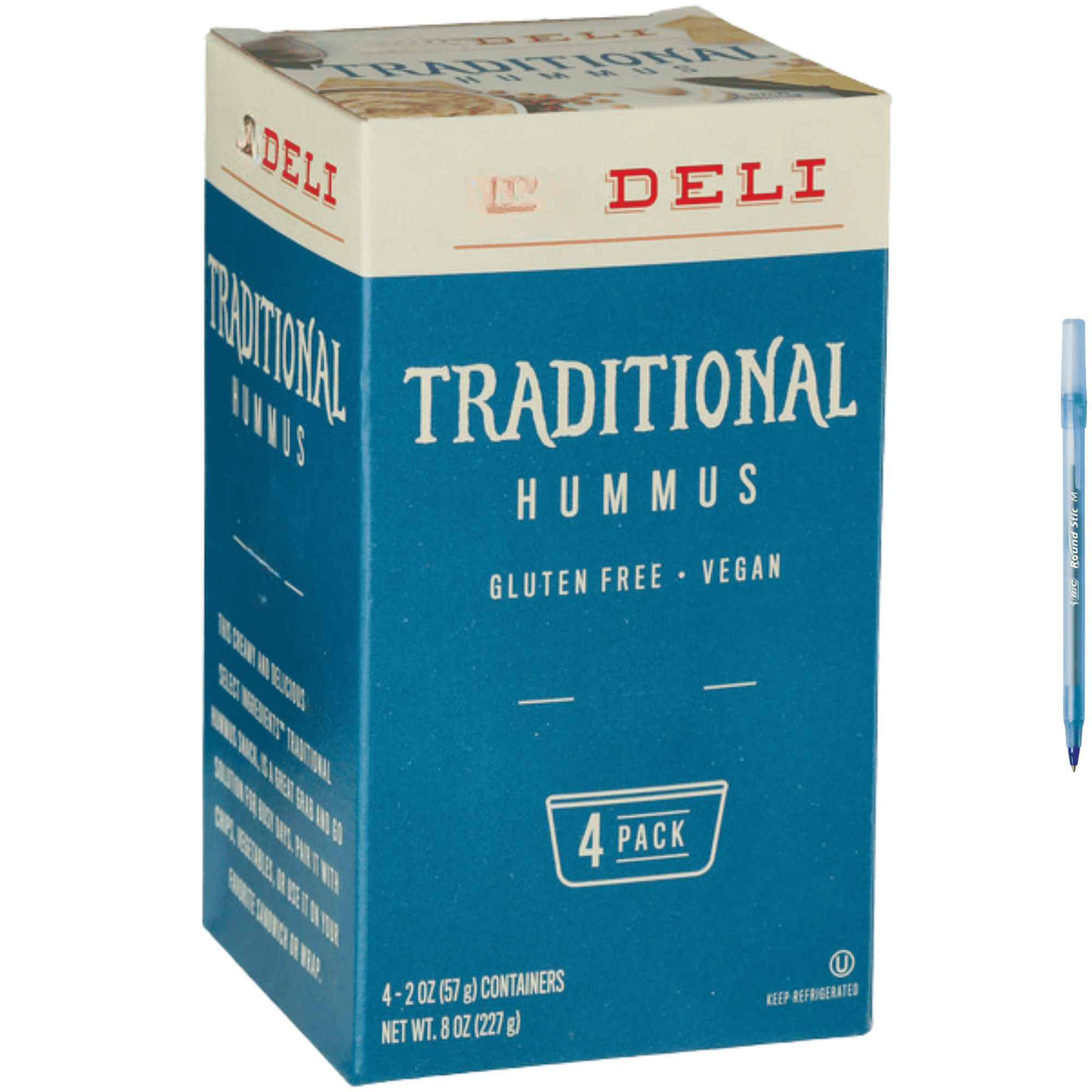 Deli Traditional Hummus Gluten-Free Vegan 4-Pack 2 oz Containers