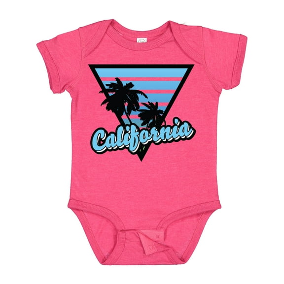 Inktastic California with Triangle and Palm Trees in Blue Boys or Girls Baby Bodysuit