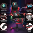 thumbnail image 3 of HOFFREE Massage Gaming Chair with Speakers, Leather Game Chair with Bluetooth and Music Rhythm RGB Lights, Big and Tall Gamer Chair with Footrest for Adults, Ergonomic Video Game Chair with Headrest, 3 of 10
