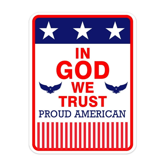 Portrait Round Plus In God We Trust Door or Wall Sign | Easy Installation | Patriotic Stars and Stripes USA Pride Sign - Large