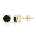 thumbnail image 4 of Rosec Jewels Cute Cat Stud Earrings, Created Black Diamond Solitaire Stud Earrings - AAAA Grade, 14K Yellow Gold, 4 of 7