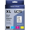 thumbnail image 1 of INKjetsClub Compatible LC75 High Yield Ink Cartridge Replacement 4 Pack Value Pack. Includes 1 Black, 1 Cyan, 1 Magenta and 1 Yellow Compatible Ink Cartridges., 1 of 1