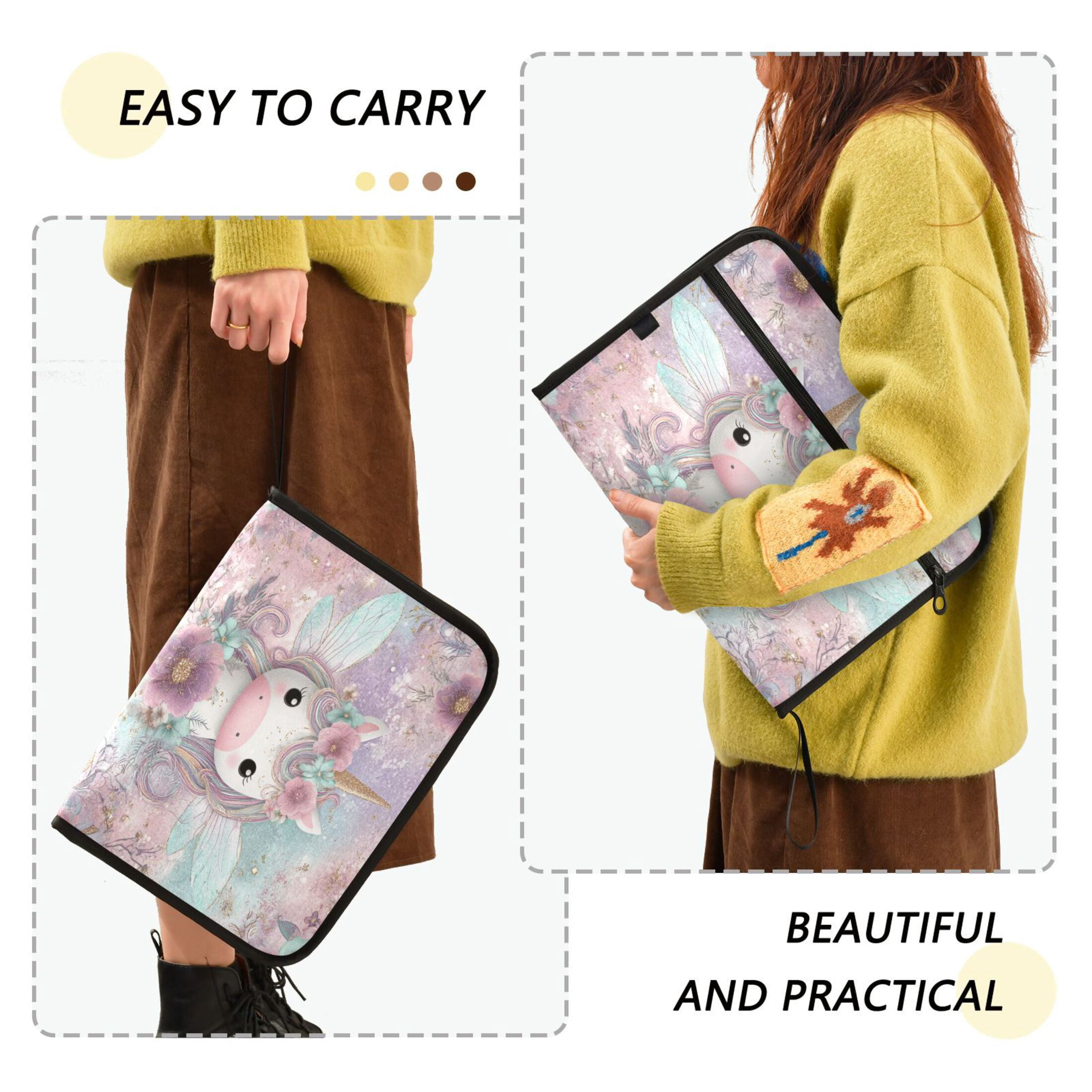 Wobogo Cute Unicorn Expanding File Folder Letter Size Accordion Filing Organizer 13 Pocket Separate Organ Pocket