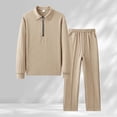 thumbnail image 2 of ibiyuan Men's 2 Piece Sweat Pants Set Long Sleeve Matching Outfits Casual Hoodie Pullover Tops Sweatsuit Pants Tracksuits Sportwear Set,Khaki, 2 of 6