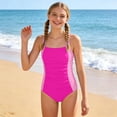 thumbnail image 6 of mgoYE Girl Swimsuits Size 7-8 Girls Swimsuit One Piece Swimsuits Solid Ruched Bathing Suit for Girls Full Coverage Modest Padded Swimwear(Red,7-8 Years), 6 of 6