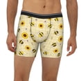 thumbnail image 2 of Salouo Sunflowers Bee Pattern Men's Boxer Briefs, Soft & Breathable Underwear Elastic Waistband Briefs for Men,1-Pack, 2 of 7