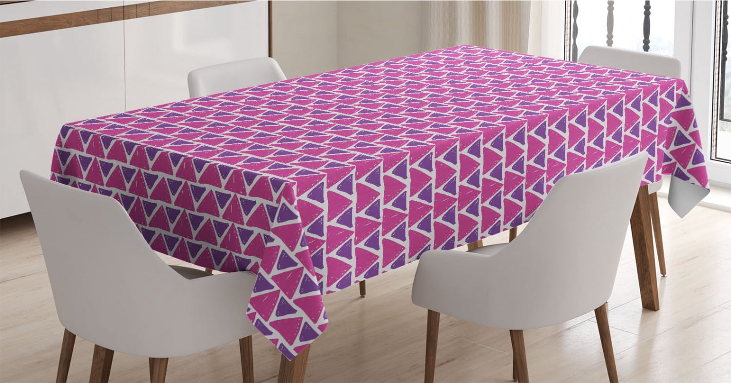 Triangular Table Drape Geometric Tablecloth, Hand Drawn Sketch Style Triangle Pattern with ...