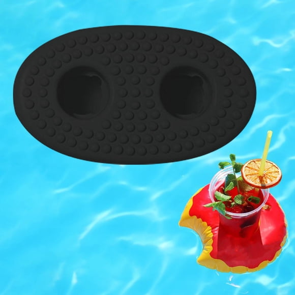 Flotador inflable Copa Pad Posavasos Juguetes de baño Bandeja inflable Cubo Soporte para fiesta en piscina SPA Rejación de cerveza negro Macarena Titular de la bebida inflable