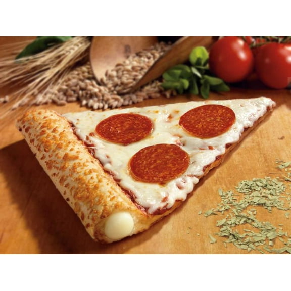 Conagra The Max Stuffed Crust Pepperoni Mozzarella Pizza Slice, 5.75 Ounce - 72 per case.