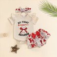 thumbnail image 2 of CAUYDY Preemie Girl Photoshoot Outfits Toddler Girls Short Sleeve Romper Set Newborn Fall Winter Clothing Infant Bodysuit 3M 6M 9M 12M 18M 24M Sizes 12-18 Months,Red, 2 of 5