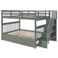 thumbnail image 4 of JERFIT Full-Over-Full Bunk Bed with Twin Trundle, Staircase with Storage Drawers, Guard Rail, Solid Wood Frame for Space Saving, 4 of 10