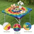 thumbnail image 4 of Colorful Rainbow Tie Dye Spiral Pattern Square Fitted Tablecloth with Elastic Edge,Square Table Cover,Washable Elastic Table Cover for Home Kitchen Party Decor 34"x34", 4 of 6