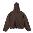 thumbnail image 6 of KeShDi Oversized Hoodies Men Baggy Hooded Sweatshirts Men Solid Long Sleeve Fleece Short Width Double Layer West Streetwear Hoodie Sweatshirts Brown L, 6 of 8