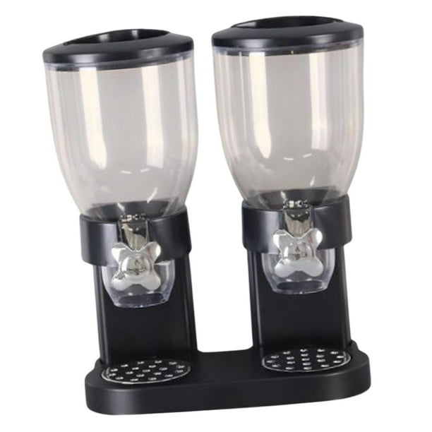 Grain Dispenser Box Organizador de contenedores de cocina Canista Desayuno Contenedor de almacenamiento de almacenamiento de granos de granos Bin de Doble taza negra