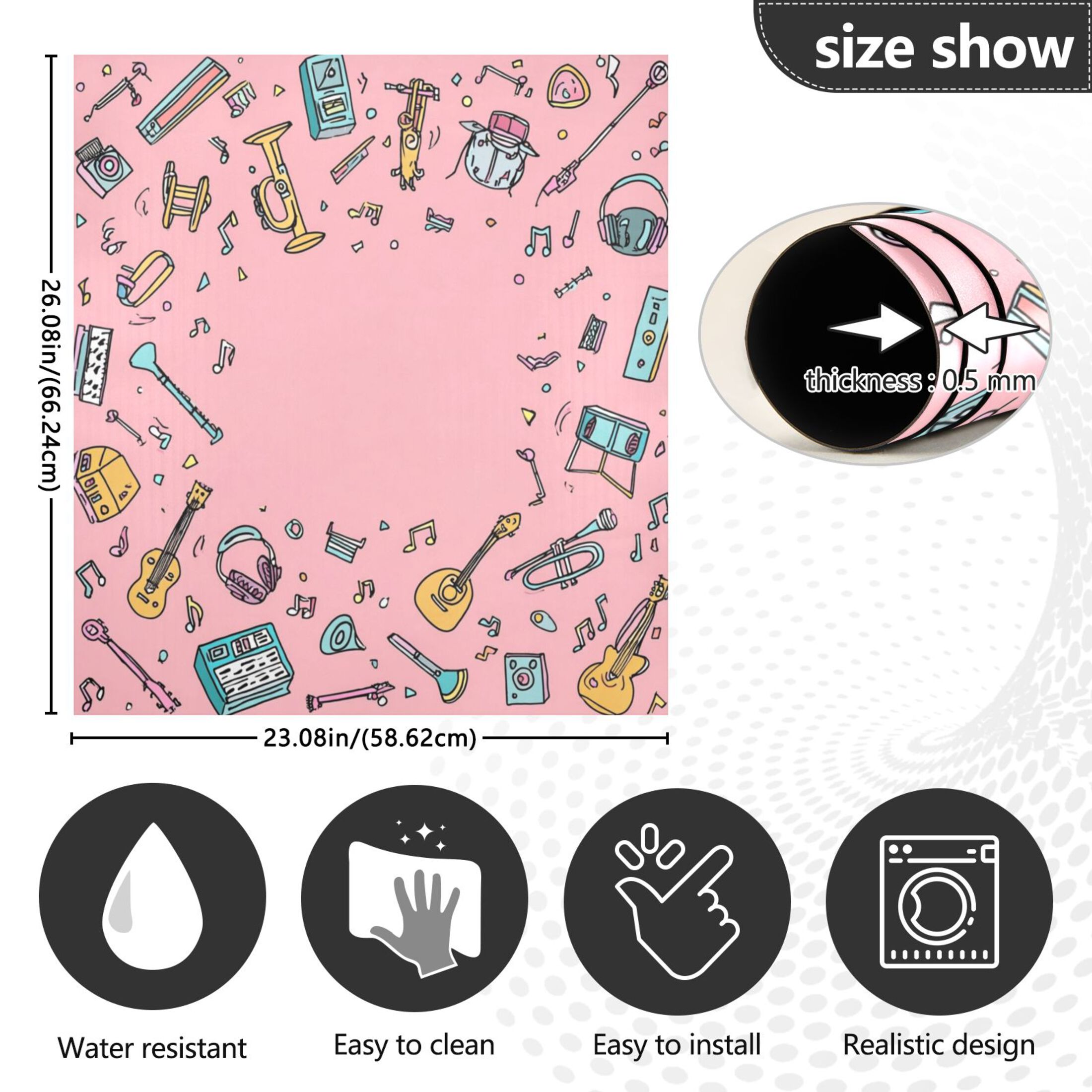 IAUYY Magnetic decorative sticker - 23x26 Inch PVC Refrigerator Decorative Cover, Removable DIY Art for Kitchen Appliances Graffiti Notes Swirl Around