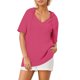 thumbnail image 2 of mfyjkho Tops Casuales Para Mujer, Camiseta/Camiseta Informal De Manga Corta Con Cuello En V Y Cordón Con Bolsillo Y Color Liso Para Mujer Tops De Gimnasio Para Mujer M, 2 of 6