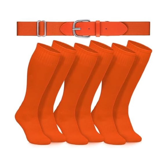 Eryueer3 Pairs Baseball Socks and Belt Combo Youth Boys Softball Football Socks and Elastic Baseball Belts for Boys Girls