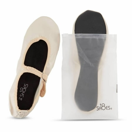 

Shoes 18 Womens Foldable China Doll Mary Jane Shoes Ballerina Ballet Flats with Carrying Case 1826 Nude PU 9