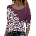 thumbnail image 1 of Machine d'Impression de T-Shirts Mode Femmes Décontracté Impression Col Rond Manches Longues T-Shirts Amples Blouse d'Automne Chandail Tops, 1 of 5