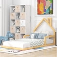 thumbnail image 2 of Leumius Twin Size Floor Bed with House-Shaped Headboard,Montessori Bed Low Floor Bed Frame with Slats for Boys Girls,No Box Spring Needed,Natural, 2 of 9
